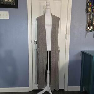 Belah & Codey Women L Green Heathered Sleeveless Duster Fall Transition Boho